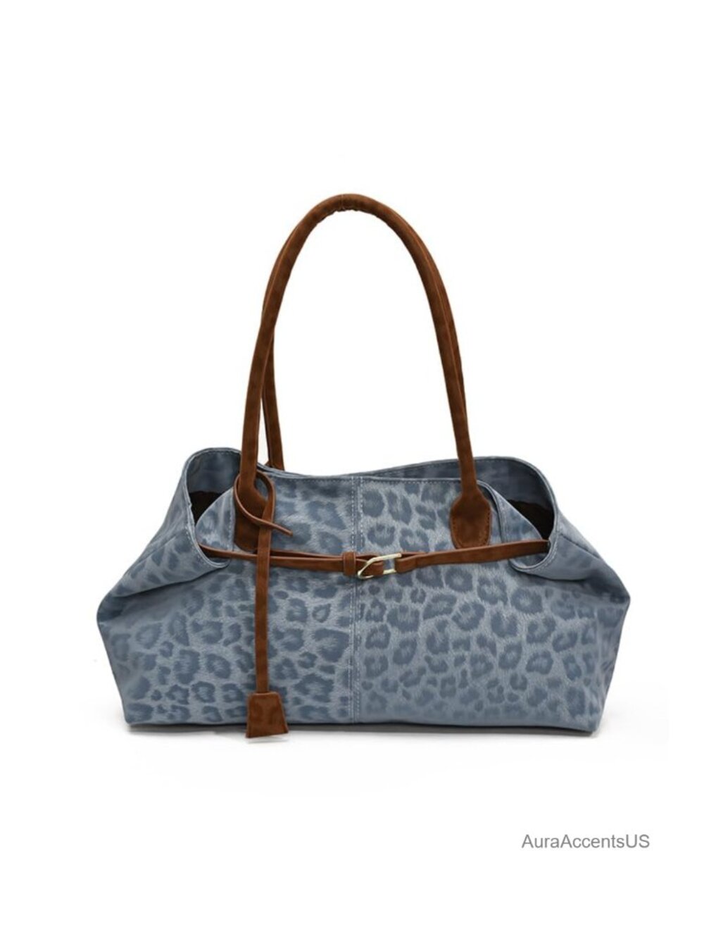 Y2K Leopard Print Faux Suede PU Hobo Shoulder Bag Large Capacity Tote